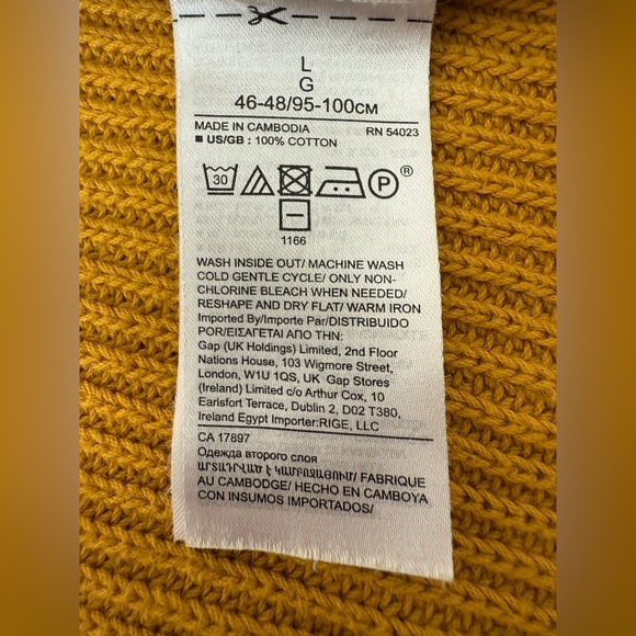 Banana Republic 100% Organic Cotton Slouchy Open Front Cardigan Golden Yellow L - Picture 4 of 13